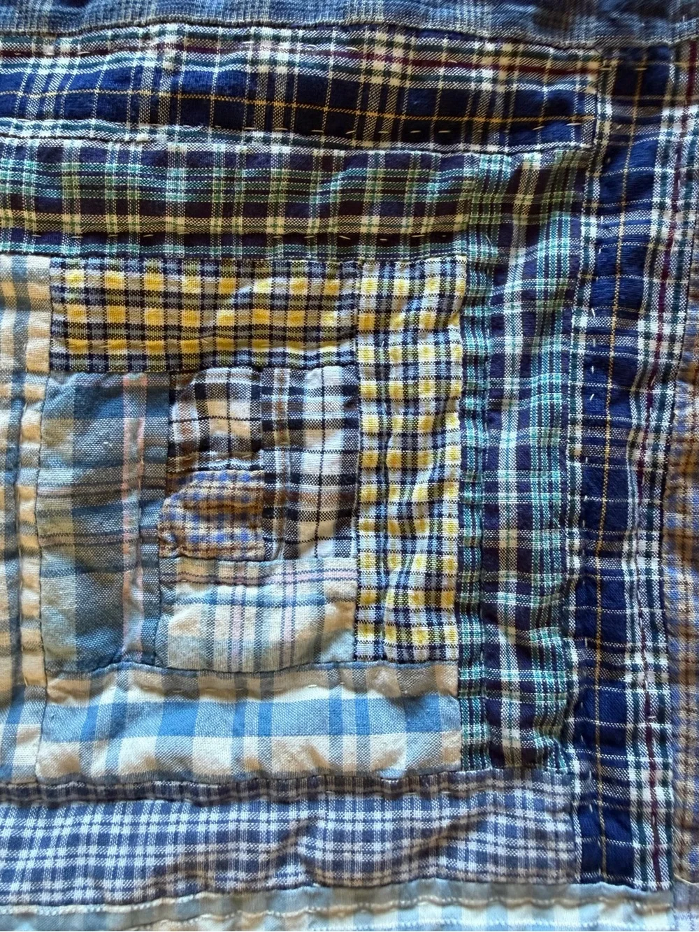 Blue Plaid Patchwork Quilted Pillow Shams- set of 2 (24 x 30)